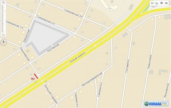 Схема рекламної площини за адресою Южная дорога, 65 - ул. Кишиневская