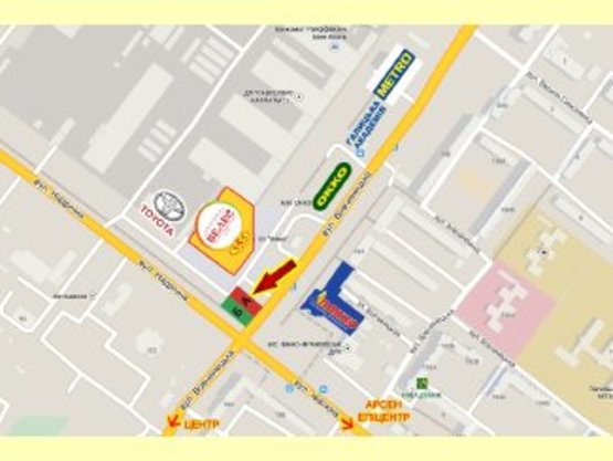 Схема рекламной плоскости по адресу Вовчинецька СМ "555" (нижній), METRO