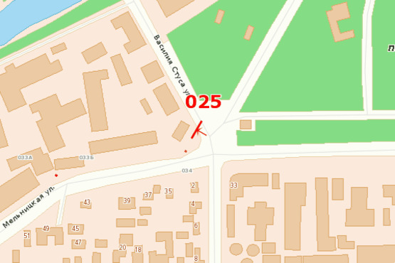 Схема рекламної площини за адресою ул. Мельницкая-ул.Стуса (правый)