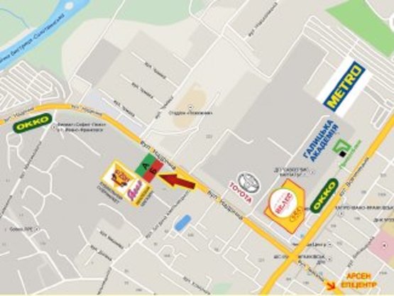 Схема рекламной плоскости по адресу Надрічна   СМ "Бізон"