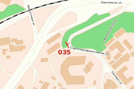 Схема рекламної площини за адресою ул. Пастера - ул. Старопортофранковская