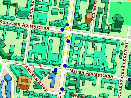 Схема рекламной плоскости по адресу ул. М. Арнаутская - пер. Книжный