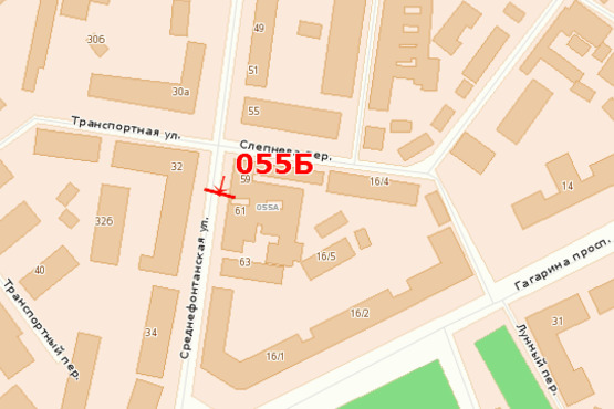 Схема рекламної площини за адресою ул. Среднефонтанская, 59