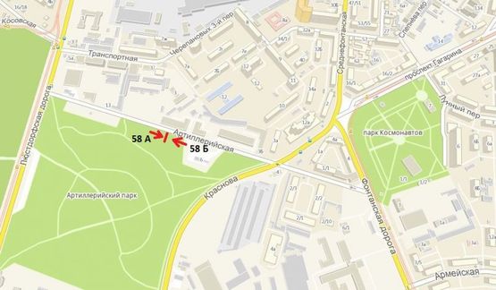 Схема рекламної площини за адресою ул. Артиллерийская, 11 (напротив)