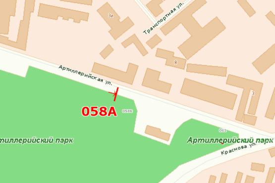 Схема рекламної площини за адресою ул. Артиллерийская, 11 (напротив)