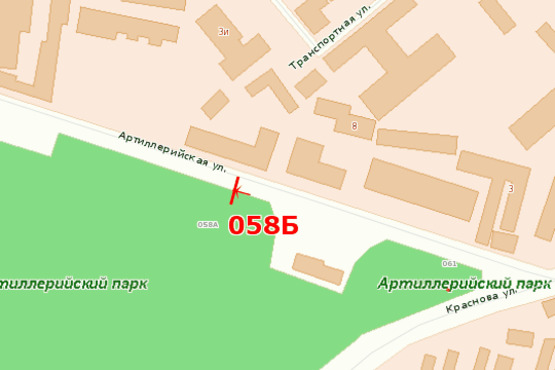 Схема рекламной плоскости по адресу ул. Артиллерийская, 11 (напротив)