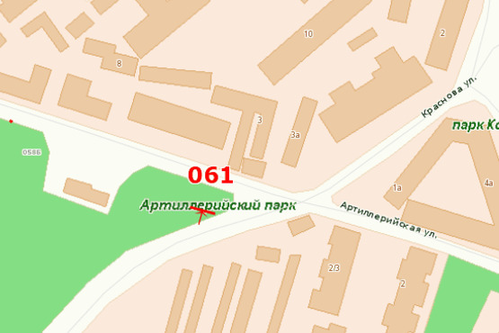 Схема рекламної площини за адресою ул. Краснова - ул. Артиллерийская