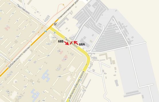 Схема рекламної площини за адресою Днепропетровская дорога - ул. Паустовского, 31 (на разделителе, от Таврии В)