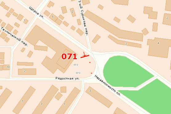 Схема рекламной плоскости по адресу пл. Независимости - ул. Щорса (на Щорса)