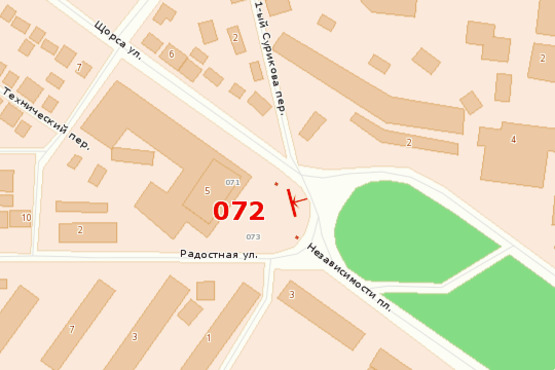 Схема рекламной плоскости по адресу пл. Независимости - ул. Щорса (правый)