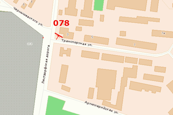 Схема рекламної площини за адресою Люстдорфская дор. / ул. Транспортная