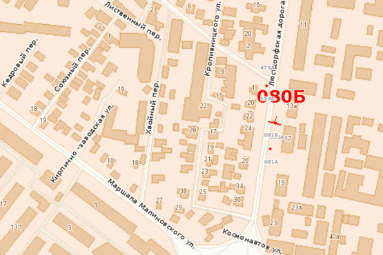 Схема рекламної площини за адресою Люстдорфская дор., 13 - ул. Бреуса