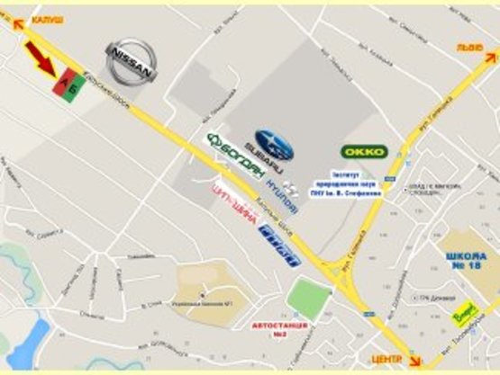 Схема рекламной плоскости по адресу Калуське шосе       (перед знаком Івано-Франківськ)