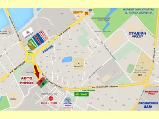 Схема рекламной плоскости по адресу Довженка      автобазар