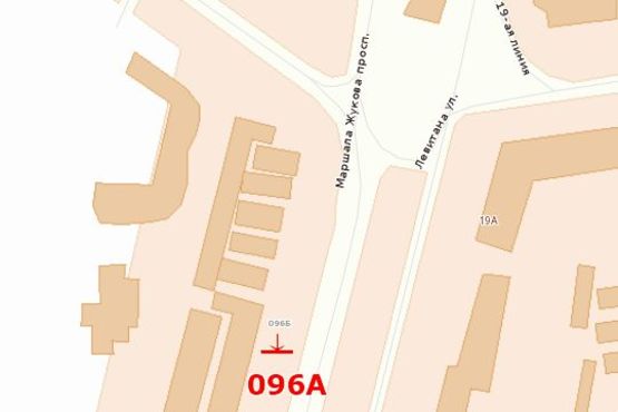 Схема рекламної площини за адресою пр-т М. Жукова, 77/1 - ул. Левитана