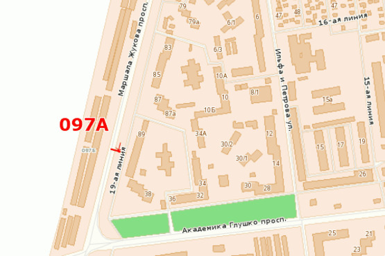 Схема рекламной плоскости по адресу просп. Маршала Жукова (напротив дома 91) на разделителе