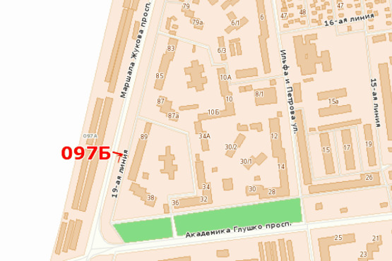 Схема рекламної площини за адресою просп. Маршала Жукова (напротив дома 91) на разделителе