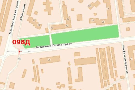 Схема рекламної площини за адресою пр-т Ак.Глушко (разделитель) -дорога на г. Ильичевск