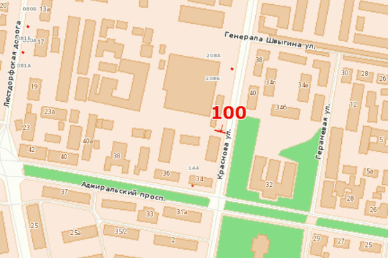 Схема рекламної площини за адресою ул. Краснова, 2а