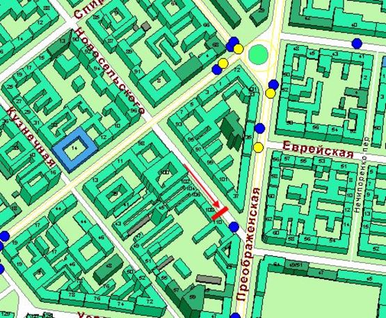 Схема рекламної площини за адресою ул. Новосельского,108 - ул. Преображенская