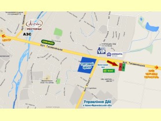 Схема рекламної площини за адресою Тисминецька №7 виїзд з Івано-Франківська