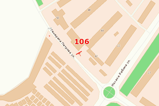 Схема рекламної площини за адресою ул. Ген. Петрова, 46 (аптека)