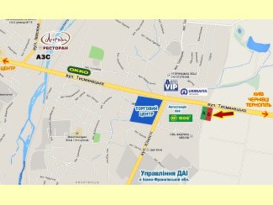 Схема рекламної площини за адресою Тисминецька №7 вїзд в Івано-Франківськ