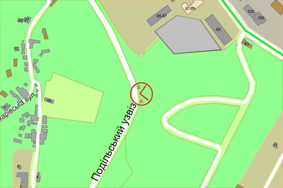 Схема рекламної площини за адресою Подольский спуск