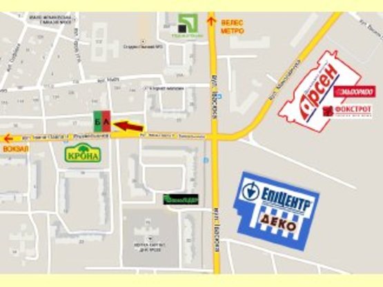 Схема рекламной плоскости по адресу Іоана Павла II-Івасюка  №2    СМ "Крона", СМ"Арсен"