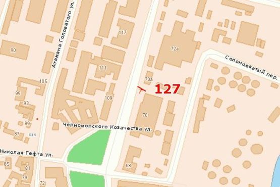 Схема рекламної площини за адресою ул. Черноморского казачества, 70/2