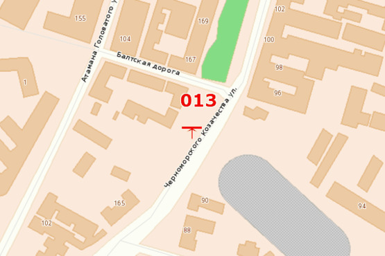 Схема рекламної площини за адресою ул.Черноморского Казачества (напротив пожарной части)