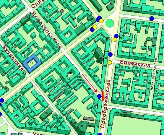 Схема рекламної площини за адресою ул. Новосельского - ул. Преображенская