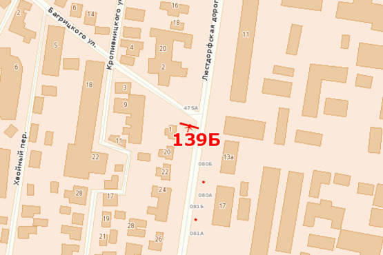 Схема рекламної площини за адресою ул. Люстдорфская - ул. Бреуса (Высокий)