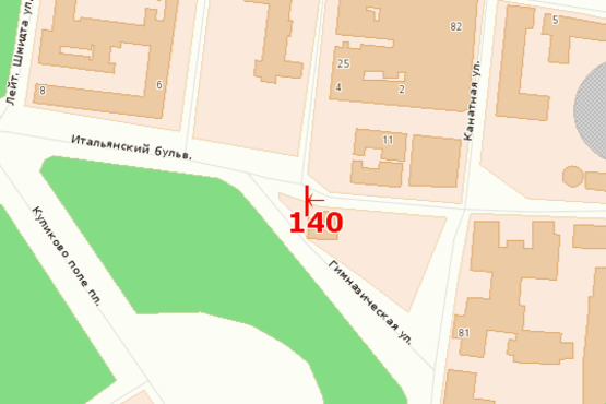 Схема рекламної площини за адресою Итальянский б-р - ул. Гимназическая