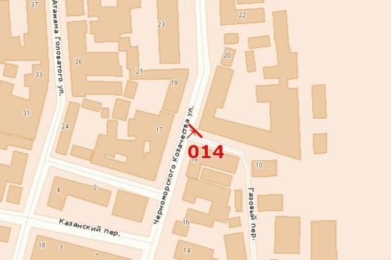 Схема рекламной плоскости по адресу ул.Черноморского Казачества, 20 - пер.Газовый