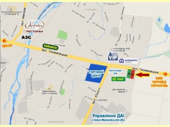 Схема рекламной плоскости по адресу Тисминецька АЗС WOC №2