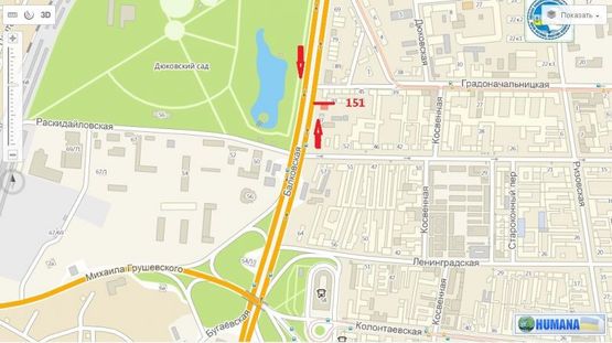 Схема рекламной плоскости по адресу ул. Балковская, 95 (к пересыпи)