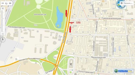 Схема рекламної площини за адресою ул. Балковская, 95 (от пересыпи)