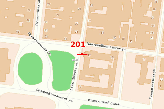 Схема рекламной плоскости по адресу ул. Пантелеймоновская - ул. Пушкинская (Гусак)