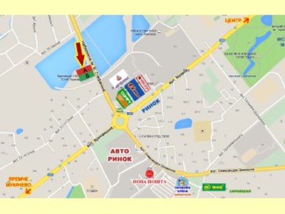 Схема рекламной плоскости по адресу Набережна (Крихiвецьке озеро)  СМ "Сільпо"