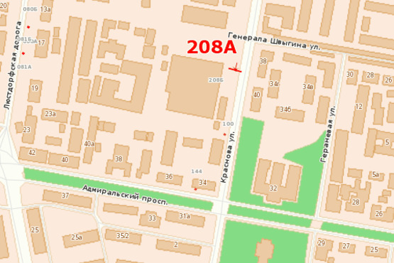 Схема рекламної площини за адресою ул.Краснова - Адмиральский пр-кт (Гусак)