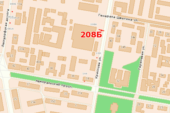 Схема рекламной плоскости по адресу ул.Краснова - Адмиральский пр-кт (Гусак)