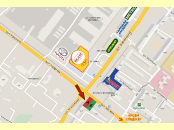 Схема рекламной плоскости по адресу Івасюка-Вовчинецька перехрестя