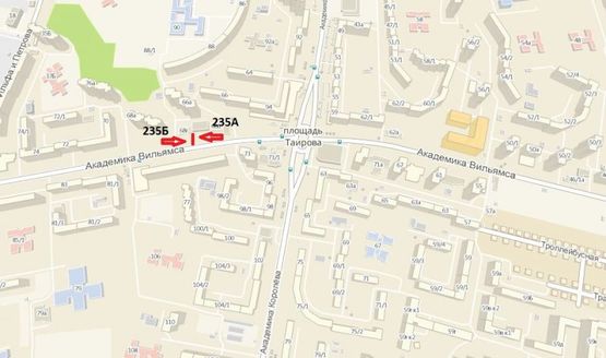 Схема рекламної площини за адресою ул. Академика Вильямса 68-Г