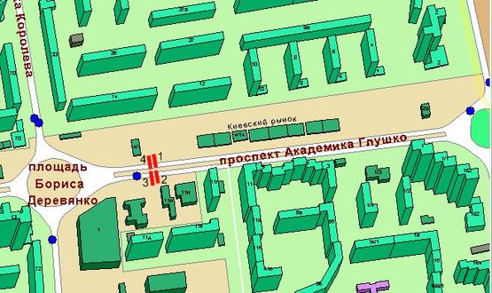Схема рекламной плоскости по адресу пр-т Ак.Глушко -кинотеатр "Золотой Дюк" Чебурашка (на пл. Деревянко)