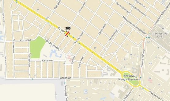 Схема рекламної площини за адресою ул. Щорса - ул. Корнюшина (правая в город)