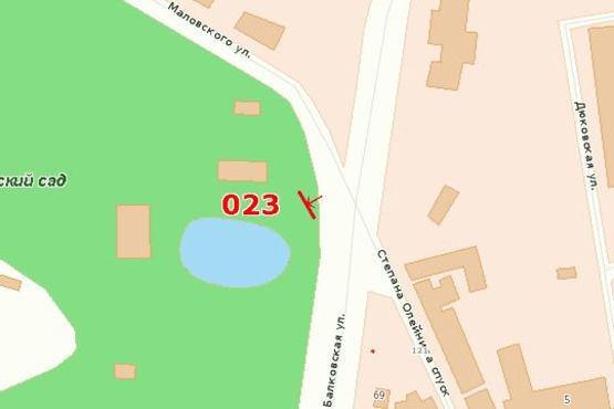 Схема рекламної площини за адресою ул. Балковская (Дюковский парк) - ул.Маловского (левый)