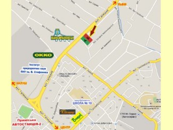 Схема рекламной плоскости по адресу Галицька     перед знаком Ів.-Франк. (лівий)    вїзд