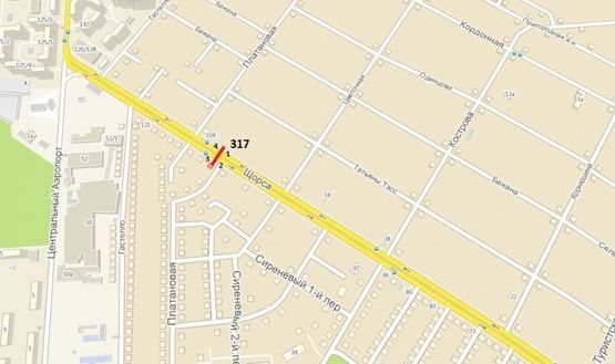 Схема рекламної площини за адресою ул. Щорса, 109 (на разделителе от ТЦ Аэропортовский) (правая)