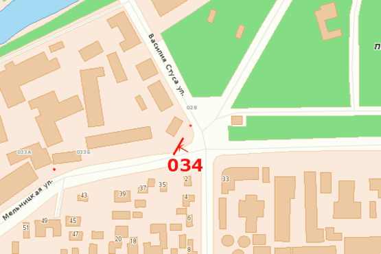 Схема рекламної площини за адресою ул. Мельницкая - ул. Стуса